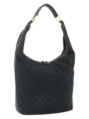 GUCCI GG Canvas Shoulder Bag Black Gold 001 4287 Auth ep14135